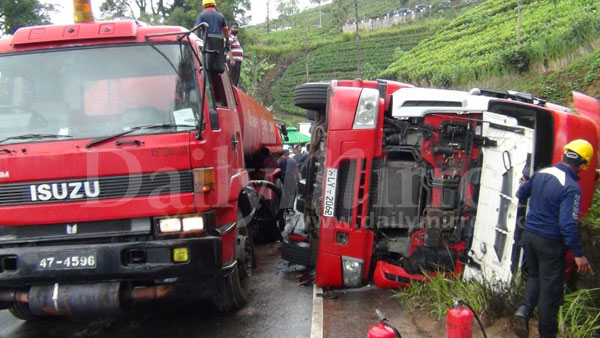 Diesel bowser topples in Hatton