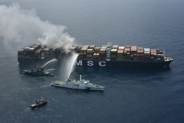 Navy and AF renders assistance to douse vessel fire