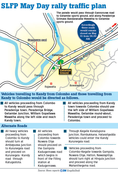 SLFP May Day rally traffic plan