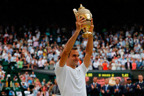 Federer wins eighth Wimbledon title