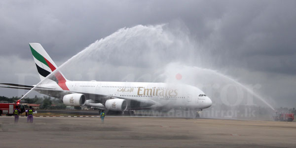 Emirates A380 lands in Colombo