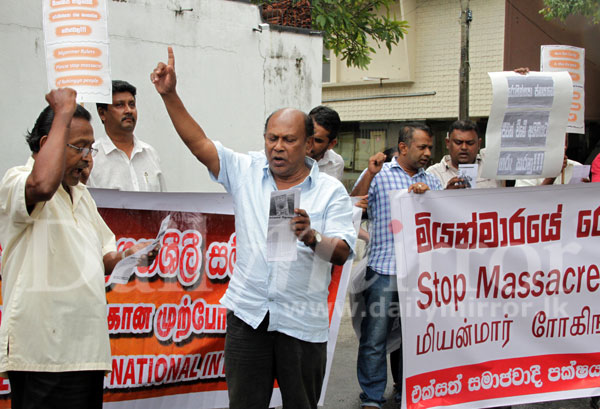 Protest over Myanmar in Colombo