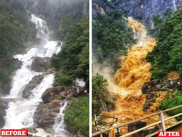 Ravana Falls changes colour