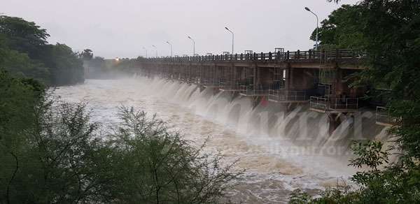 All sluice gates of Thabbowa Tank opened