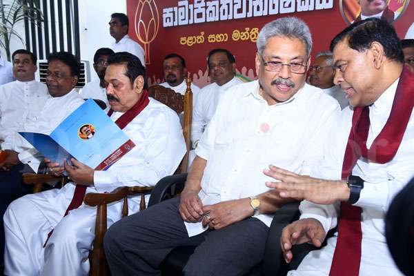 Gota makes first official appearance at SLPP office