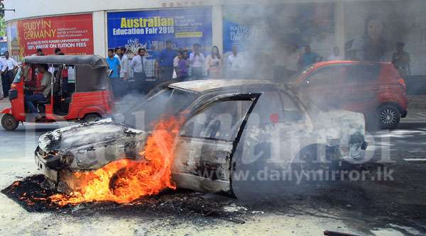 Car catches fire