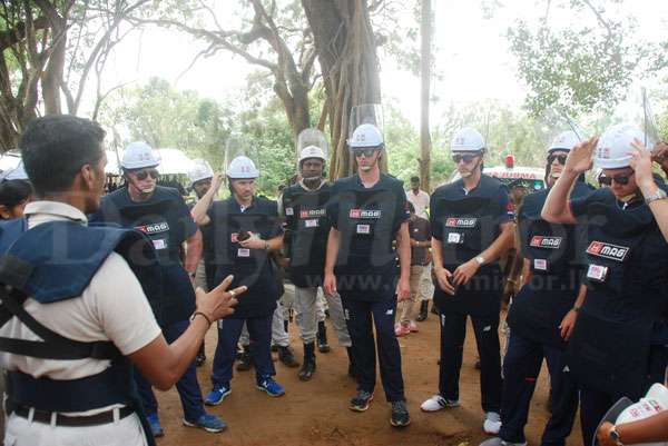 England cricketers watch demining at Mannar