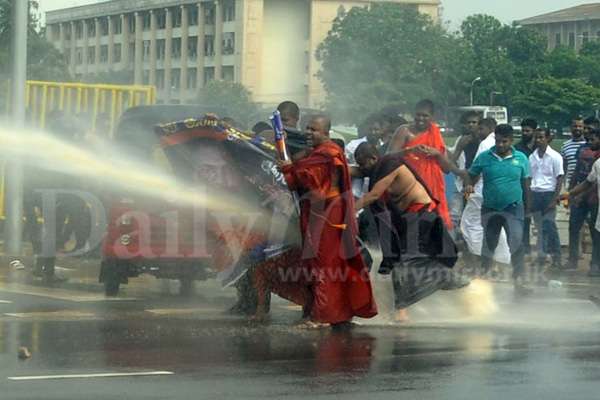 Buddhist monks teargassed