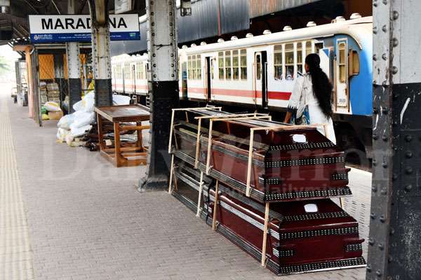 Coffins at public place