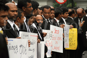 Protest against the attack on Gunaratne Wanninayake