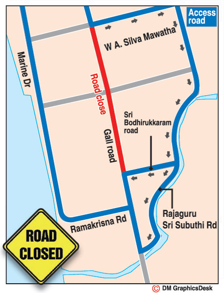 Part of Galle Road, Wellawatte closed