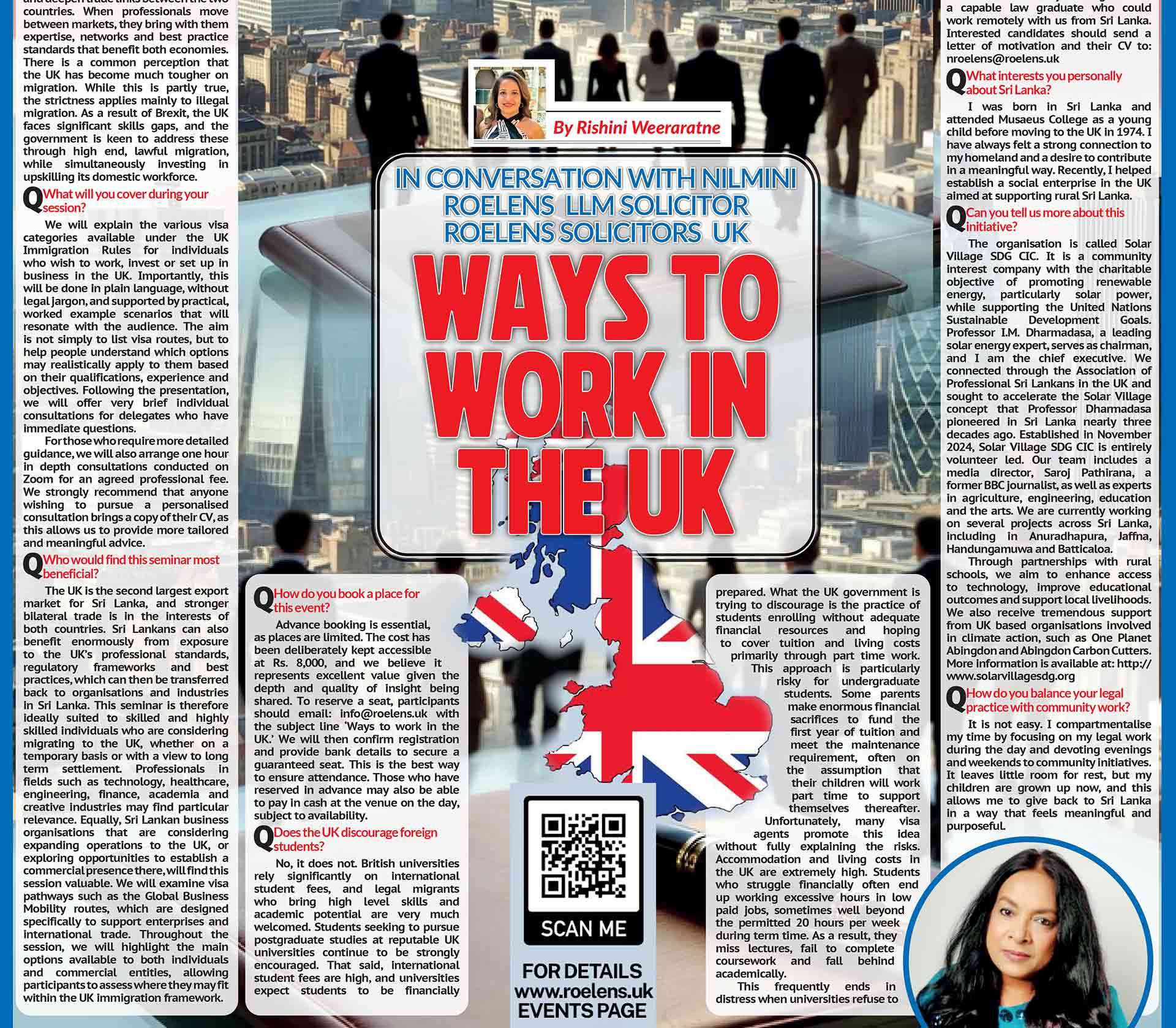 IN CONVERSATION WITH NILMINI ROELENS  LLM SOLICITOR  ROELENS SOLICITORS  UK  WAYS TO WORK IN THE UK