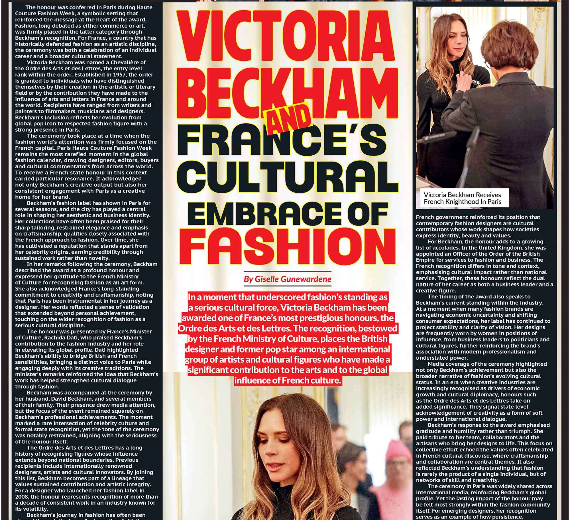 Victoria Beckham and France’s cultural embrace of fashion.